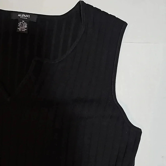 Alfani Womens sleeveless sweater vest sz 1X black ribbed silk blend soft casual - Picture 4 of 12